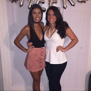 Pink faux suede skirt